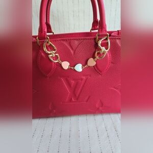 Multi-Colored Heart Chain Strap Extender – Gold-Plated Bag Charm & Handle Replac